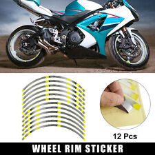 12pcs Fit 17inch Motorcycle Wheel Rim Decals for Suzuki GSX-R 250 Yellow Gray picture