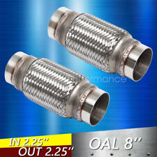 2Pcs Exhaust Flex Pipe Stainless Steel Double Braid 2.25
