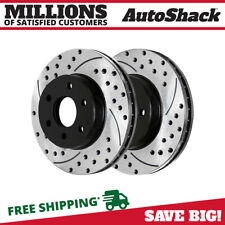 Front Drilled Slotted Brake Rotors Black Pair 2 for Ford F-150 Lincoln Mark LT picture