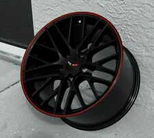 Gloss Black C6 ZR1 Red Lip Corvette wheels FITS  2005-2013 C6 BASE/Z51 picture
