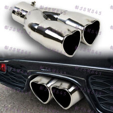 Silver Heart Shape Car Exhaust Muffler Tip Pipe 63mm 2.5‘’Inlet 205mm 8.0‘’ Long picture