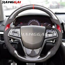 Alcantara Red & Black Carbon Fiber Steering Wheel Fit For Cadillac ATS-L ATS-V picture