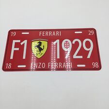 Red Enzo Ferrari High Quality/Heavy Duty License Plate #F1 1929 picture