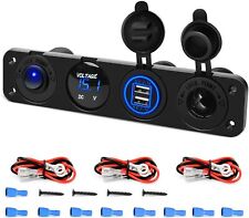 Nilight 4 in 1 ON/OFF Charger Panel Dual USB Socket & LED Voltmeter for Boat Car picture