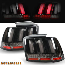 Tail Lights Fits 1999-2004 Ford Mustang Black Sequential Signal Tube LED Lamps picture