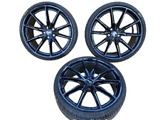 SET of 3 Niche Wheel Rim 22x10.5 Black with Tire x3 picture