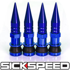 4 BLUE ALUMINUM VALVE STEM CAPS WITH SPIKES FOR TIRE/WHEEL/RIM/CAR/TRUCK/SUV B picture
