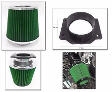 Green Cold Air Intake Filter + MAF Adapter For 1990-1996 Nissan 300ZX 3.0L V6 picture