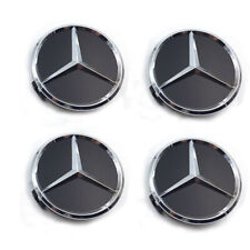 4PCS 75mm Wheel Center Hub Caps Cover Logo Badge Emblem for Mercedes-Benz Black picture