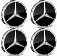 4PCS Mercedes Benz Black & Chrome 75MM Wheel Rim Center Hub Caps AMG Upg picture