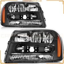 Pair Balck Headlamps Amber Headlights For 2002-09 Chevy Trailblazer 4.2L Front picture