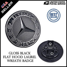 Mercedes Benz Hood Gloss Black Laurel Wreath Badge Emblem C43 C63 C300 C350 C400 picture