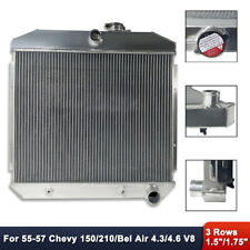 For Chevy 150 210 Bel Air 4.3 4.6 V8 1955-1957 AT MT 3 Rows Aluminum Radiator picture