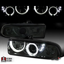 Fit 1998-2004 Chevy S10 Pickup Blazer Smoke LED Halo Projector Headlights Lamps picture