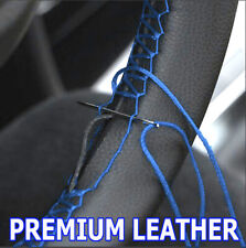 38CM Car Auto DIY BLUE genuine UFL Leather Steering Wheel Cover Wrap Sew-on Kit  picture