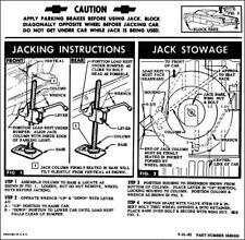 62 Chevy Impala Bel Air Biscayne Spare Tire & Jacking Instructions 1962 picture