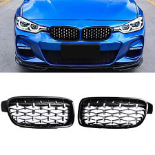 Gloss Black Front Diamond Kidney Grille Grills for BMW F30 328i 335i 2012-2018 picture