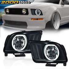 Fit For 05-09 Ford Mustang Smoke/Black LED DRL Halo Headlights Assembly Pair picture