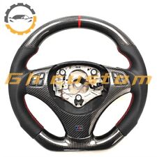 REAL CARBON FIBER Steering Wheel FOR BMW E90E92E82E87m3 RED STRIPE  SEMI FLAT picture