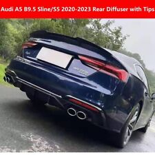 Fit Audi A5 B9.5 Sline S5 2020-2023 Gloss Black Rear Diffuser Lip Exhaust Tips picture