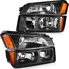 For 2002-2006 Chevy Chevrolet Avalanche 1500 2500 Pair Black Headlights Assembly picture