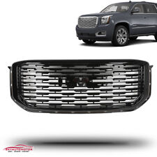Fits 2015-2020 GMC Yukon XL Denali Mesh Style Front Upper Grille ABS Gloss Black picture