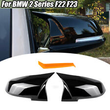 2x For BMW 2 Serier F22 Coupe F23 Gloss Black Side Rearview Mirror Caps Cover picture