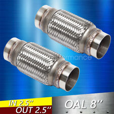 2Pcs Exhaust Flex Pipe Stainless Steel Double Braid 2.5