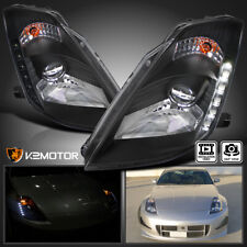 Black Fits 2003-2005 350Z Z33 LED Strip HID Type Projector Headlights Lamps picture