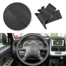 BLACK Soft Leather Steering Wheel Trim For Nissan Almera X-Trail Renault Samsung picture