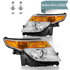 For 2011-2015 Ford Explorer Halogen Chrome Housing Projector Headlight Lamps SET picture