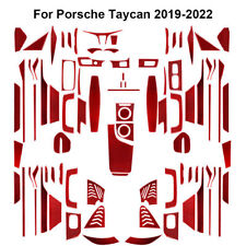 87Pcs For Porsche Taycan 2019-2022 Red Carbon Fiber Full Kit Cover Trim picture
