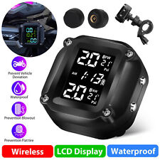 Wireless Motorcycle TPMS Tire Pressure Monitor System w/ 2 External Sensors F2V1 picture