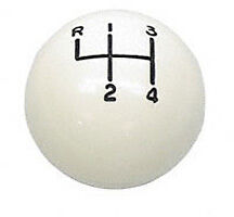 WHITE BALL 4 SPEED 3/8-16 SHIFT KNOB FOR HURST SHIFTERS, CAMARO, CORVETTE, GTO + picture