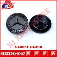 Gloss Black Flat Front Hood Emblem Badge For Mercedes Benz C43 C63 C300 AMG 57mm picture