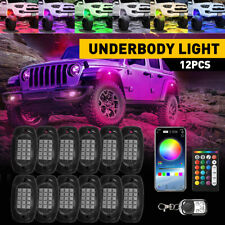 12 Pods RGB LED Rock Lights Underbody Wireless APP Music Chasing Offroad ATV Car picture