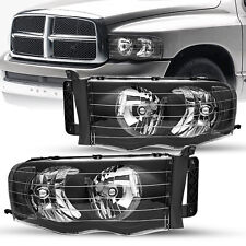 For 2002-2005 Dodge Ram Pickup Headlights Assembly Black Clear Headlamps LH&RH picture