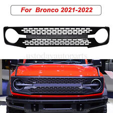 Front Grille For 2021-2023 Ford Bronco Grill Gloss Black W/Letters Bumper Mesh picture