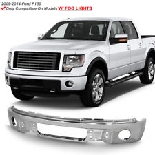 2009-2014 Ford F150 Pickup Chrome Steel Front Bumper Face Bar w/ Fog Light Hole picture
