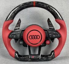 CARBON RED PERFORATED LEATHER AUDI STEERING WHEEL R8 RS TTS picture