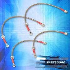 For 93-97 MX6 626 GE JDM Front Rear SS Braided Hose Oil Brake Lines Cable Silver picture