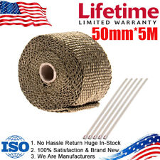 50mm*5M Motorcycle  Titanium Lava Header Manifold Exhaust Heat Wrap Tape 5 Ties picture