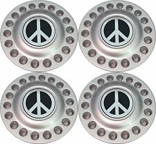 1998-2005 VW BEETLE Bug Wheel Hub Center Cap SET with Chrome Peace Sign NEW picture
