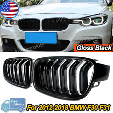 Pair Glossy Black Front Kidney Grille Grill For 12-18 BMW F30 3 series 320i 328i picture