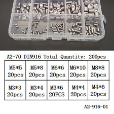 200×Stainless Steel Head Socket Hex Kit Grub Screw Assortment M3 M4 M5 M6 M8 Box picture