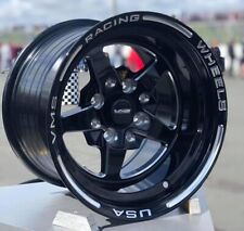 VMS Racing Black V Star Milling Drag Racing Wheel Rim 13x9 4X100 4X114 ET0 - x2 picture