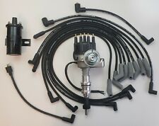 FORD 351W WINDSOR SMALL CAP HEI DISTRIBUTOR +COIL + BLACK 8.5mm SPARK PLUG WIRES picture