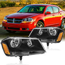 Black Amber 2008-2014 Dodge Avenger Headlights Headlamps Replacement Left+Right picture