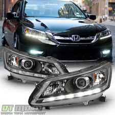 For 2013 2014 2015 Honda Accord Sedan Halogen w/LED DRL Headlights Headlamps SET picture