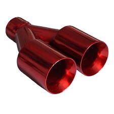 Mach-Speed Dual Muffler/Exhaust Tip Straight Cut Double Wall Powdered Coat Red picture